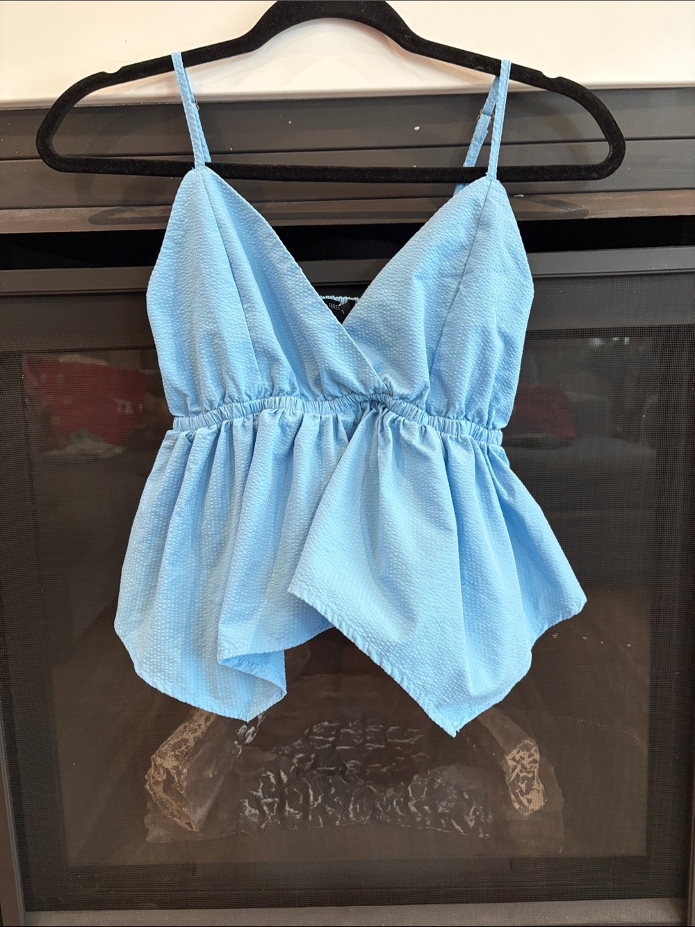 3/$20 Forever 21 Sky Blue Wrap Peplum Crop Top